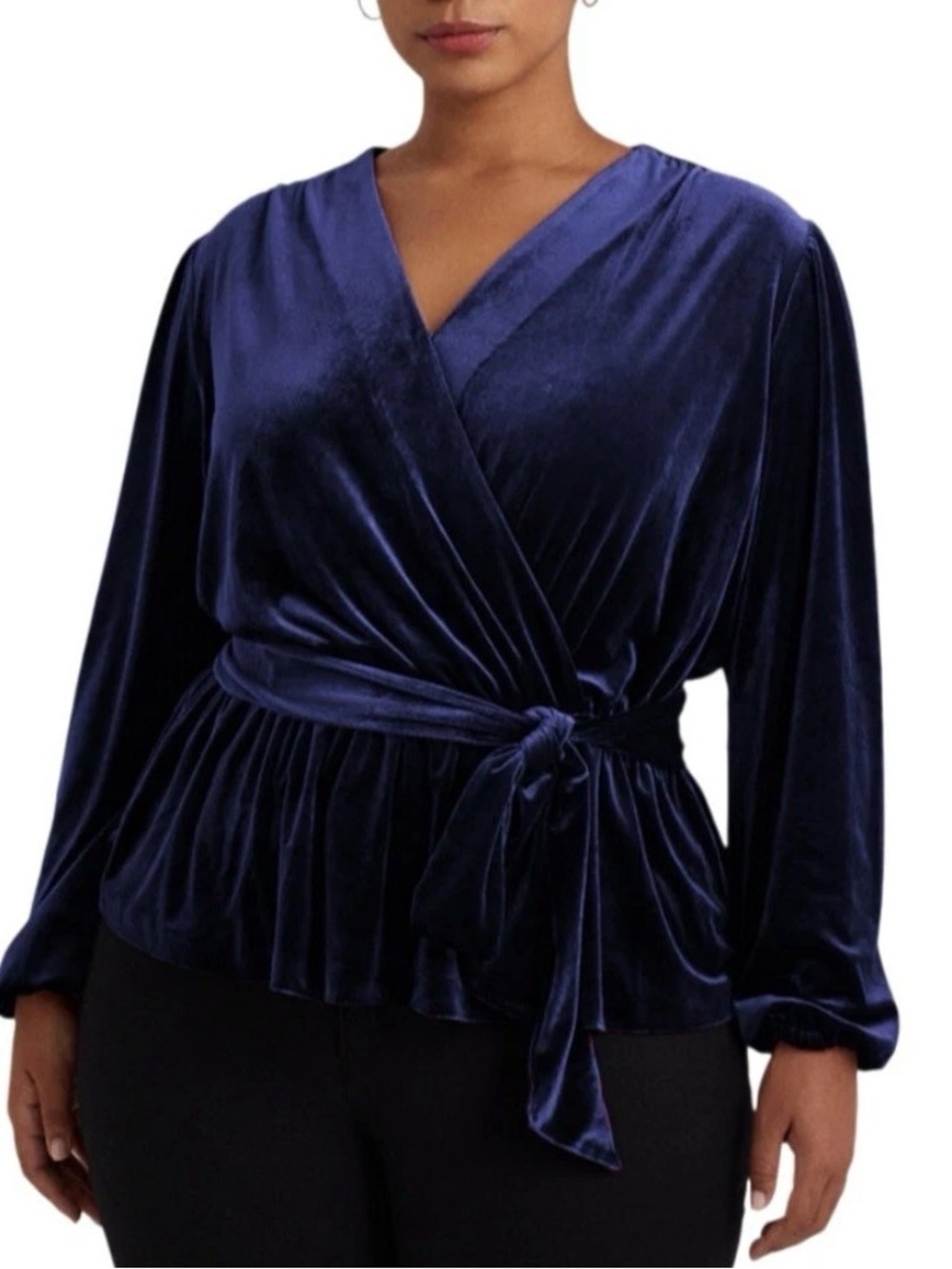 Lauren Ralph Lauren Velvet Peplum Blouse L